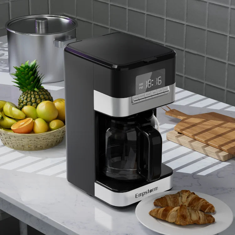 1.8L Visible Water Window Electric Drip Coffee Maker Semi-Auto for Office Use