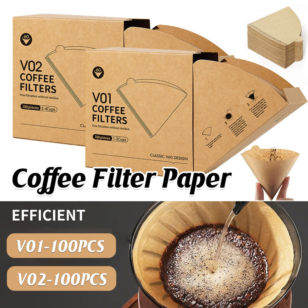 100PCS Coffee Filter Paper Drip Cone Funnel Handmade Filters for Coffee Machine - V02-100PCS