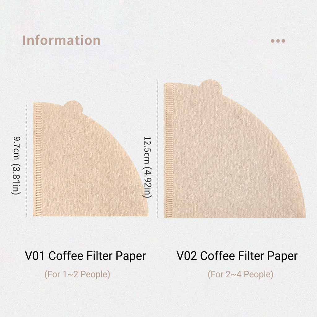 100PCS Coffee Filter Paper Drip Cone Funnel Handmade Filters for Coffee Machine - V02-100PCS